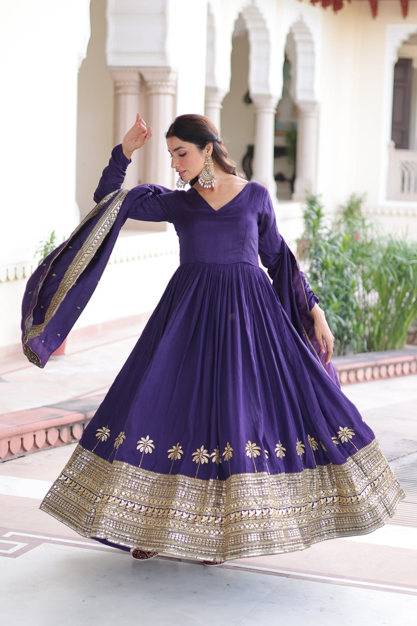 RangBhoomi Elegant Vichitra Silk Gown with Sequined Dupatta Collection 2026
