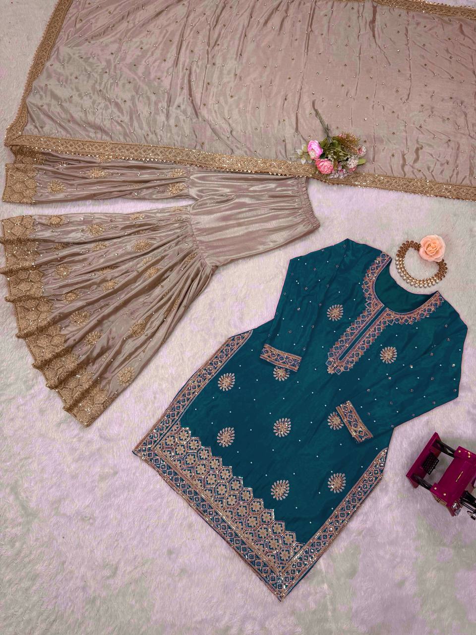 Introducing the New RangBhoomi SP Series: Elegant Chinon Silk Ensemble with Realistic Modeling