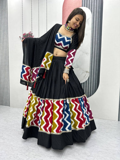 Navratri Special Pure Cotton Lehenga Choli Set with 6-Meter Flair, Fully Stitched Comfort Fit