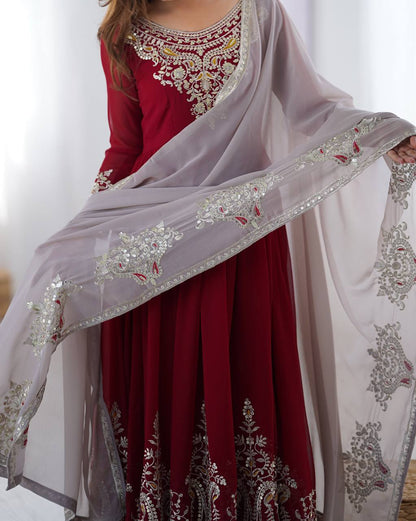 Stun at Every Celebration in This Embroidered Party Gown Set