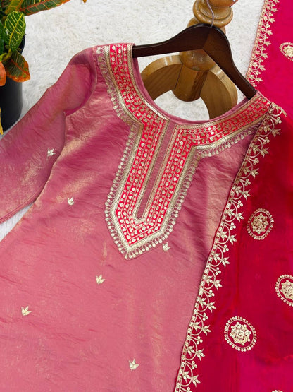 Women's Ethnic Wear: Elegant Embroidered Fendy Silk Suit Set with Dupatta, Fully Stitched and Ready to Wear