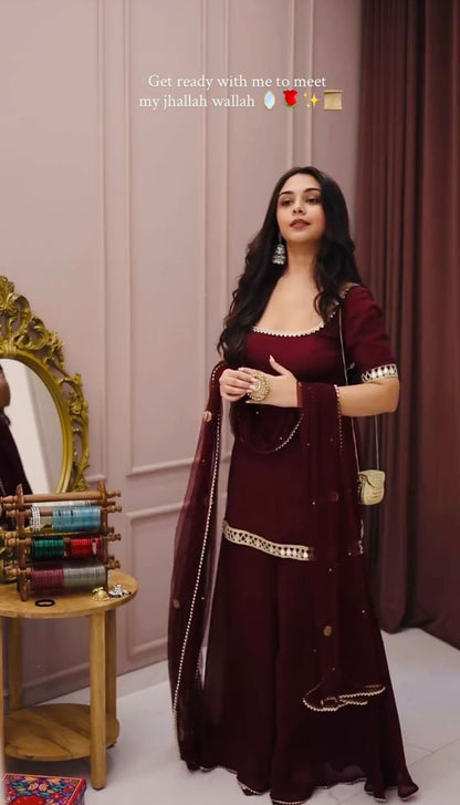 RangBhoomi Elegant Designer Heavy Faux Georgette Silk Top, Bottom, and Dupatta Set Fully Stitched and Ready to Wear