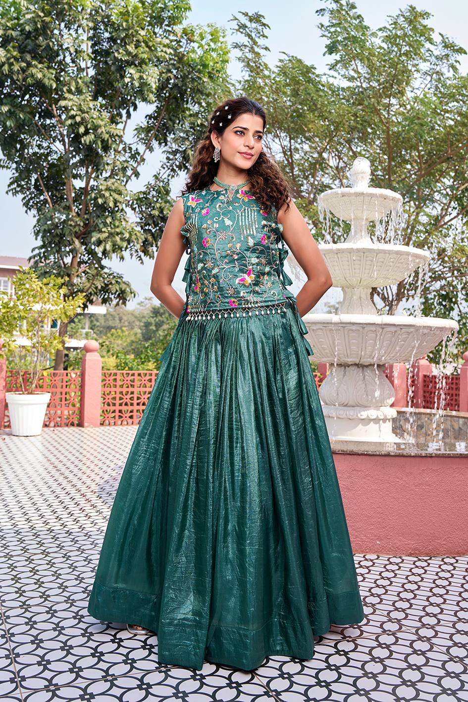 RangBhoomi Exquisite Wedding Lehenga Choli Set in Pure Gold Crush Fabric with Heavy Embroidery and Thread Work
