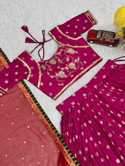 RangBhoomi Bollywood Style Lehenga Choli Set with Embroidered Sequins and Soft Silk Fabric