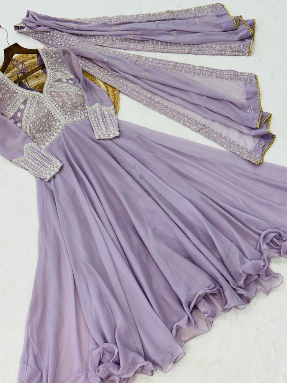 Premium Ready-to-Wear Georgette Gown and Dupatta Set with Luxurious Embroidery