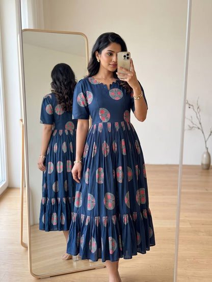 Elegant Soft Cotton Printed Midi Gown - Ultimate Summer Glamour and Comfort