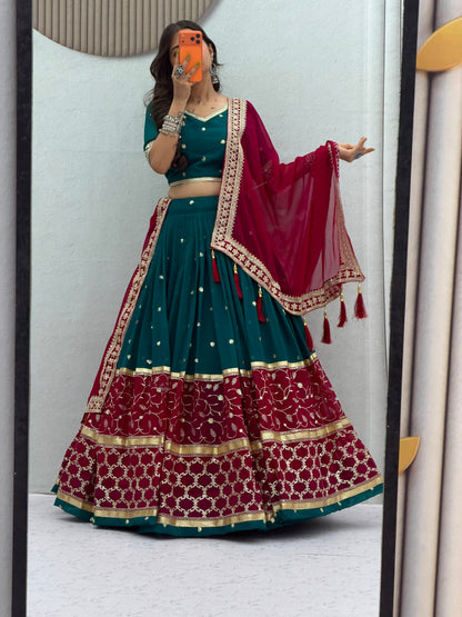 RangBhoomi Tapi Creation Vintage Navratri Lehenga Choli - 6m Flair, Fox Georgette