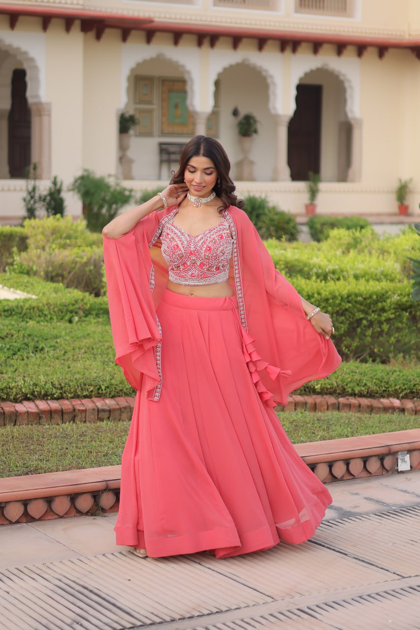 Premium Ready-to-Wear Lehenga Choli Set with Stylish Shrug Jacket