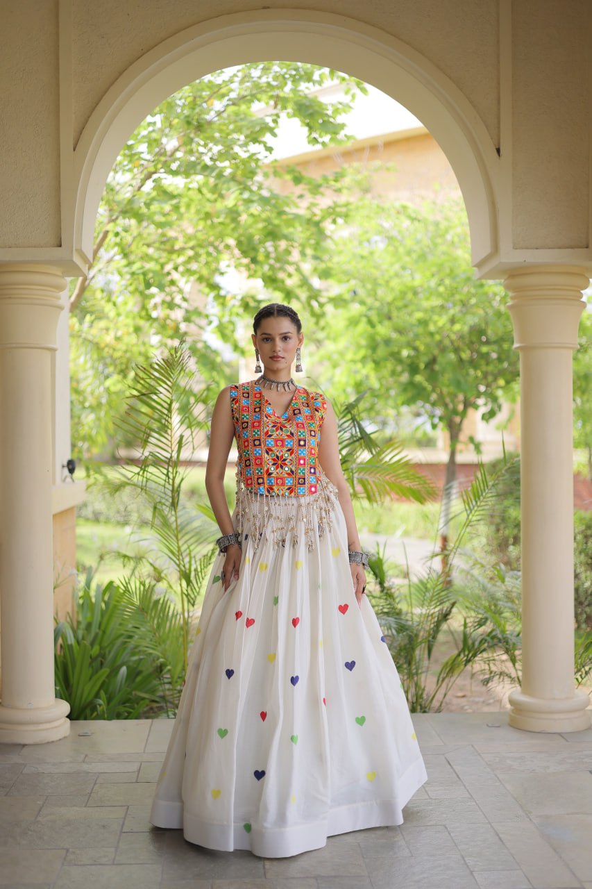RangBhoomi Navratri Festive Cora Cotton Lehenga Set with Embroidered Blouse