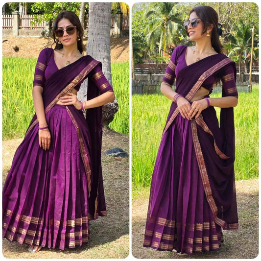 RangBhoomi Elegant Kanjivaram Silk Lehenga Set with Georgette Dupatta and Zari Weaving
