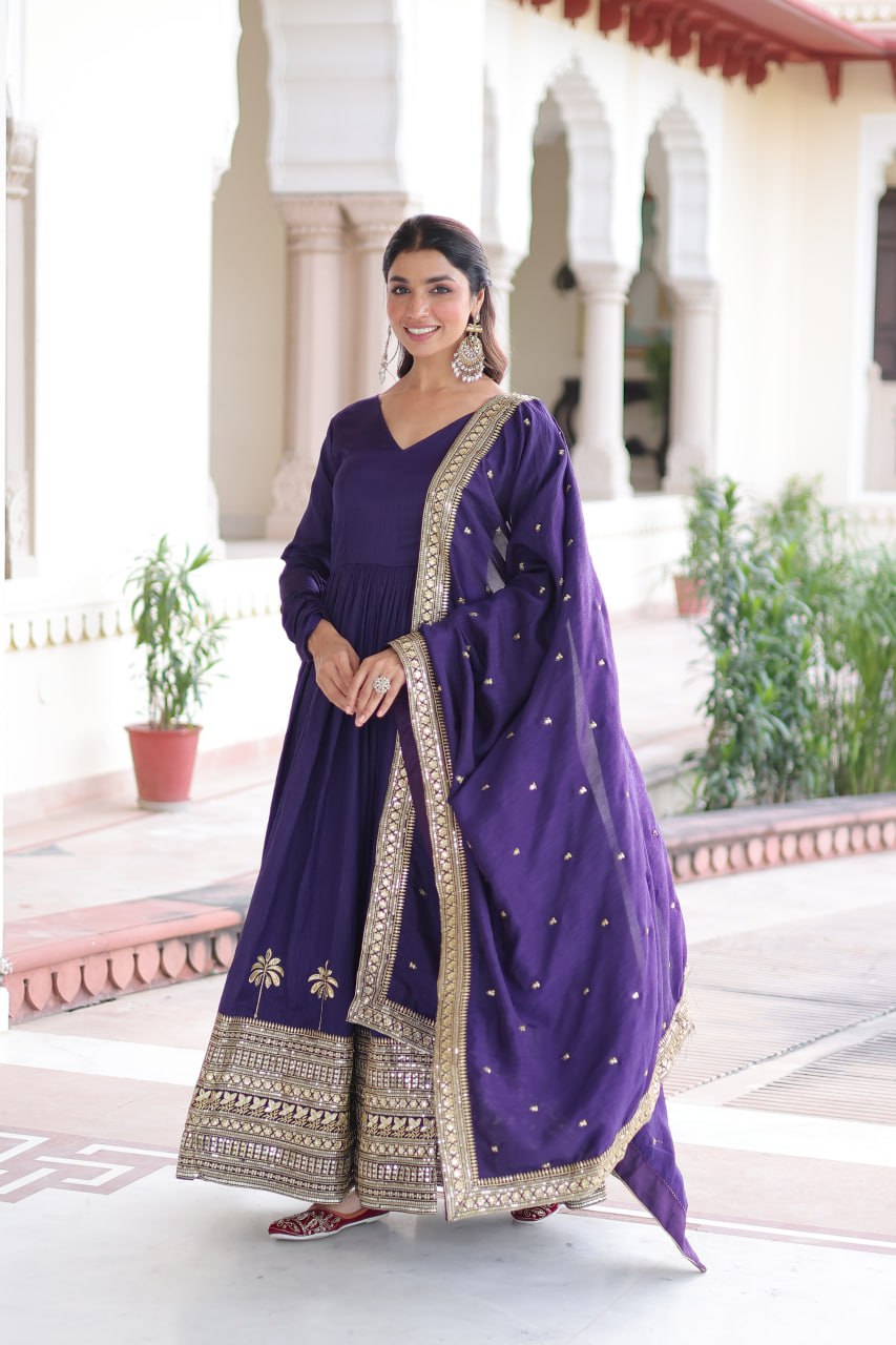 RangBhoomi Elegant Vichitra Silk Gown with Sequined Dupatta Collection 2026