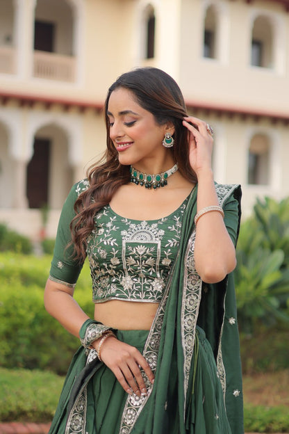 RangBhoomi Premium Vichitra Silk Lehenga Choli Set 2026 with Embroidered Sequins, Zari & Thread Work