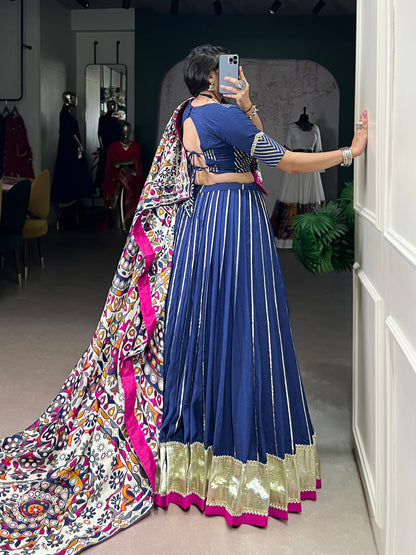 Chanderi Garba Choli with Zari-Embellished Tasar Silk Dupatta for an Elegant Festive Appearance