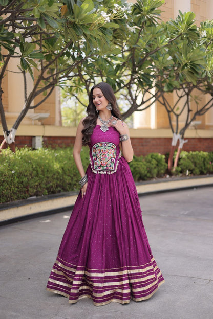 RangBhoomi Navratri Lehenga Choli Collection 2026 — Full-Stitched Mukesh Reyon Set