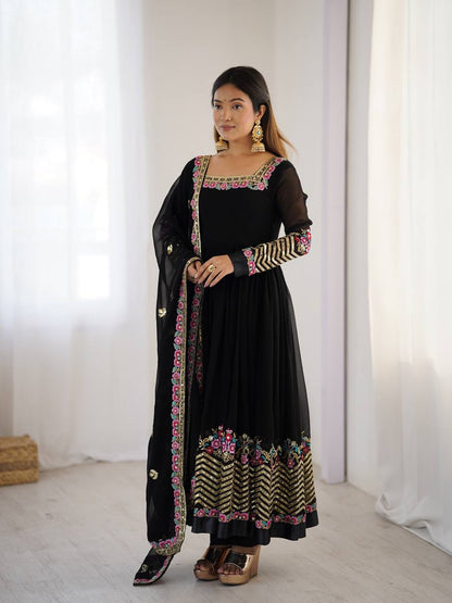 RangBhoomi Heavy Designer Party Gown with Embroidered Dupatta