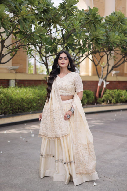 RangBhoomi Glory Satin Embroidered Lehenga Choli Set - Full-Stitched Lehenga with Designer Dupatta