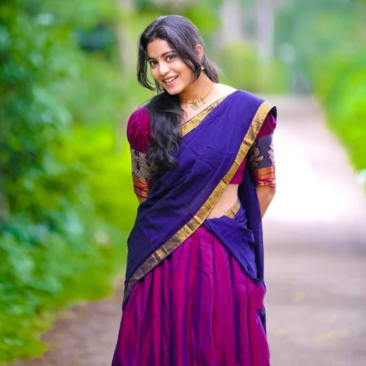 RangBhoomi Premium South Indian Kanjivaram Silk Lehenga Set with Georgette Dupatta and Zari Weaving