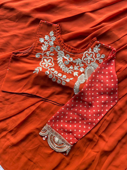 Designer Wear Embroidered Lehenga with Blouse and Shrug Set