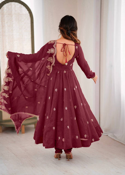 RangBhoomi Elegant Embroidered Sequence Designer Anarkali Three Piece Set