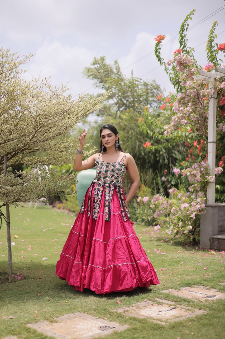 RangBhoomi Navratri Kora Cotton Lehenga Set — Full-Stitched Festive Ensemble