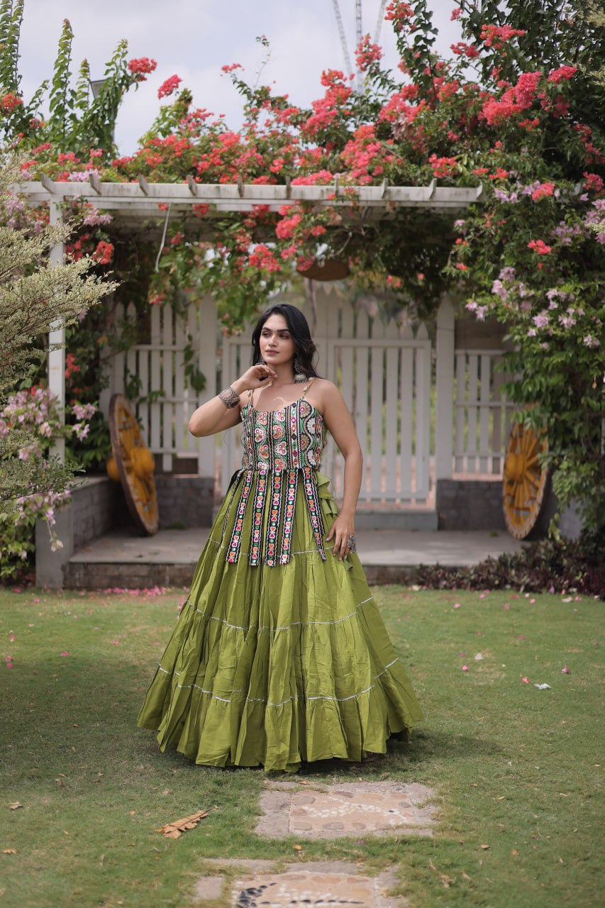 RangBhoomi Navratri Kora Cotton Lehenga Set — Full-Stitched Festive Ensemble