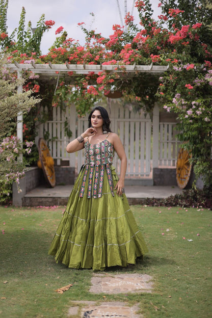 RangBhoomi Navratri Kora Cotton Lehenga Set — Full-Stitched Festive Ensemble