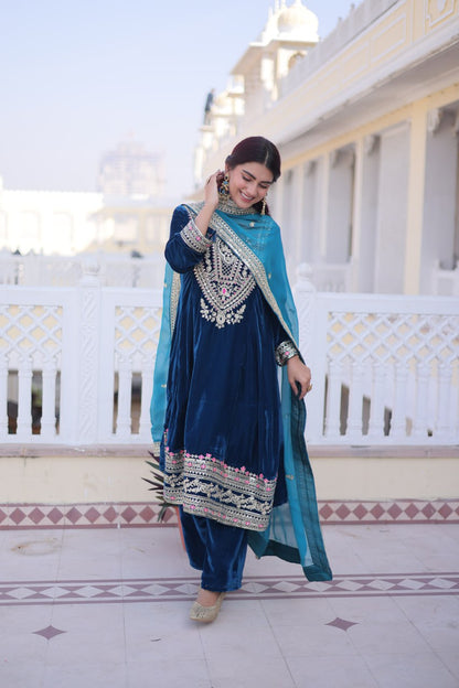 RangBhoomi Ready-to-Wear Velvet Top and Pant Set with Elegant Dupatta - Collection 2026