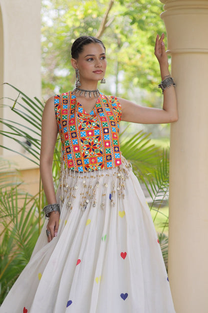 RangBhoomi Navratri Festive Cora Cotton Lehenga Set with Embroidered Blouse