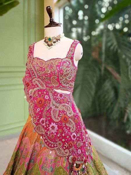 New Super Embroidery Detailed Lehenga Choli Set with Banglori Silk Shrug