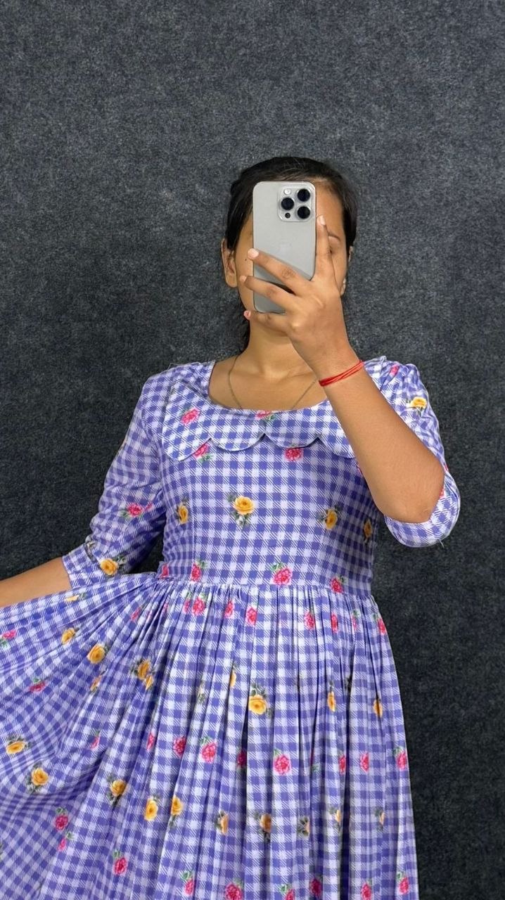 RangBhoomi Elegant New Cotton Sunflower Print Midi Dress with Realistic Modeling