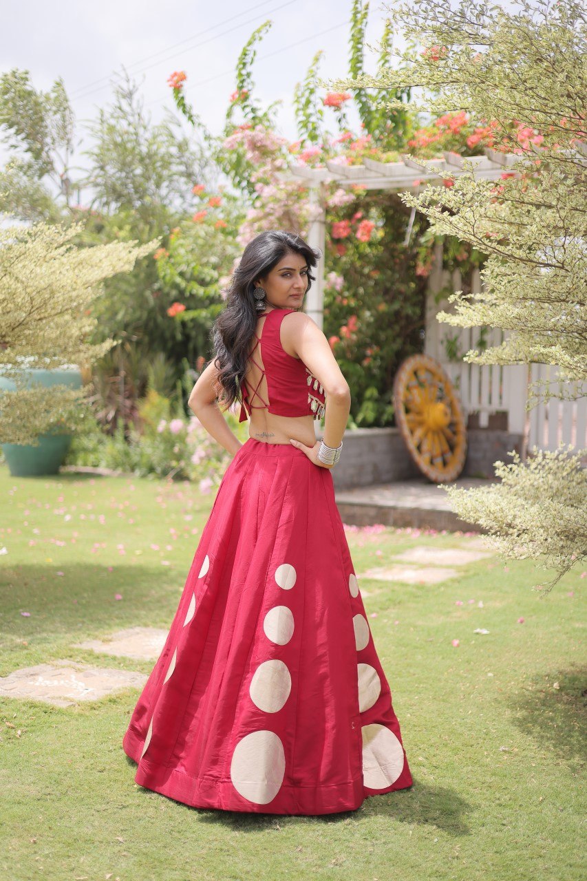 RangBhoomi Navratri Roman-Silk Lehenga Choli Set — Full-Stitched Festive Ensemble