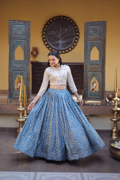 RangBhoomi Elegant Cosmos Jacquard Lehenga Choli Set with Embellished Blouse