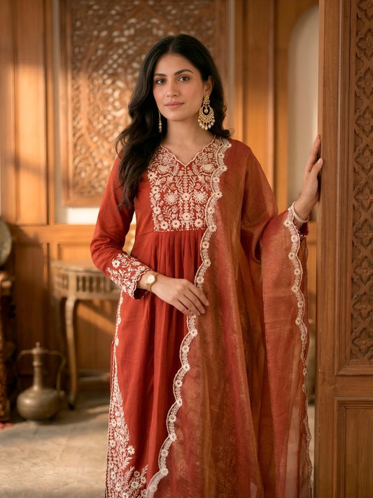 RangBhoomi Elegant Ethnic Wear Set with Maska Cotton and Gold Coin Embellished Dupatta