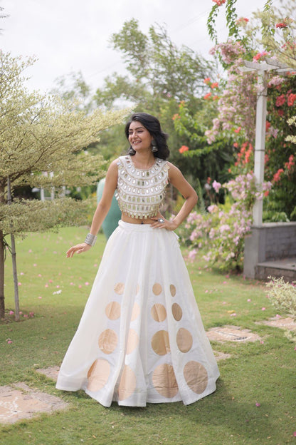 RangBhoomi Navratri Roman-Silk Lehenga Choli Set — Full-Stitched Festive Ensemble