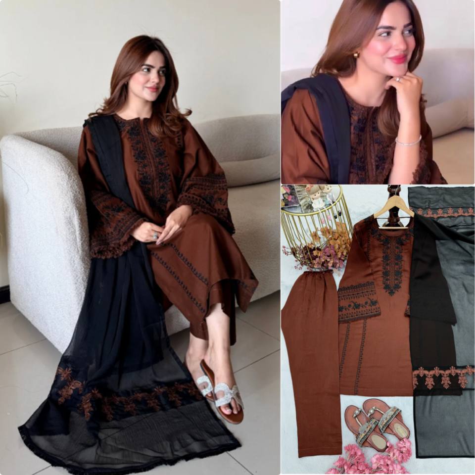 RangBhoomi Designer Party Wear Pur Roman Silk Top & Bottom Set with Heavy Georgette Dupatta