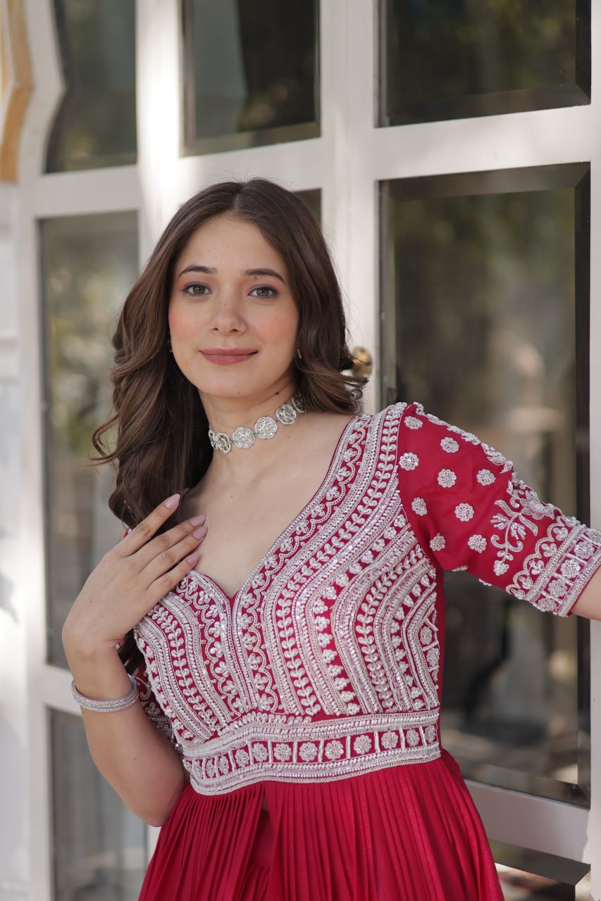 Readymade Lehenga with Embroidered Slit Kurti – Luxe Star Georgette