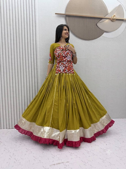 RangBhoomi Navratri Cotton Lehengacholi Set — Kediyu & 6m Flair Lehenga