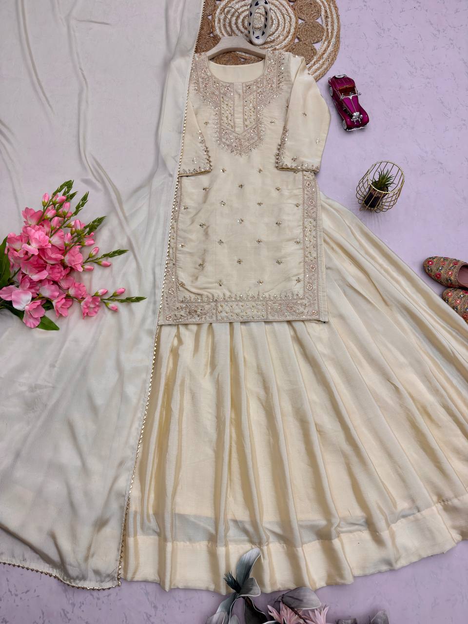 RangBhoomi Designer Party Wear Lehenga Set — Heavy Chinon Silk Embroidery & Sequin Work