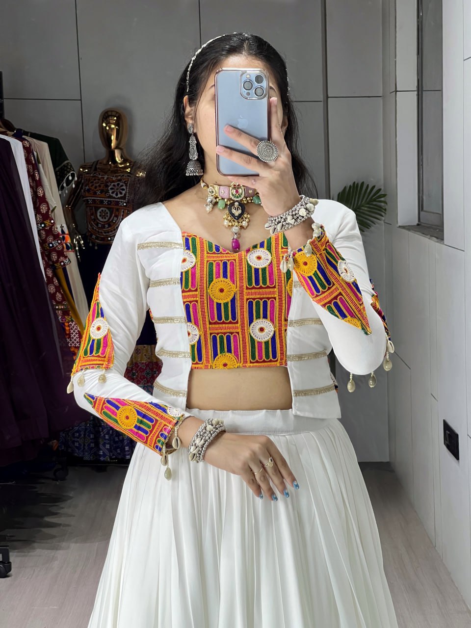 Ethnic Women's Colorful Lehenga with Embroidered Fancy Top – Navratri Special