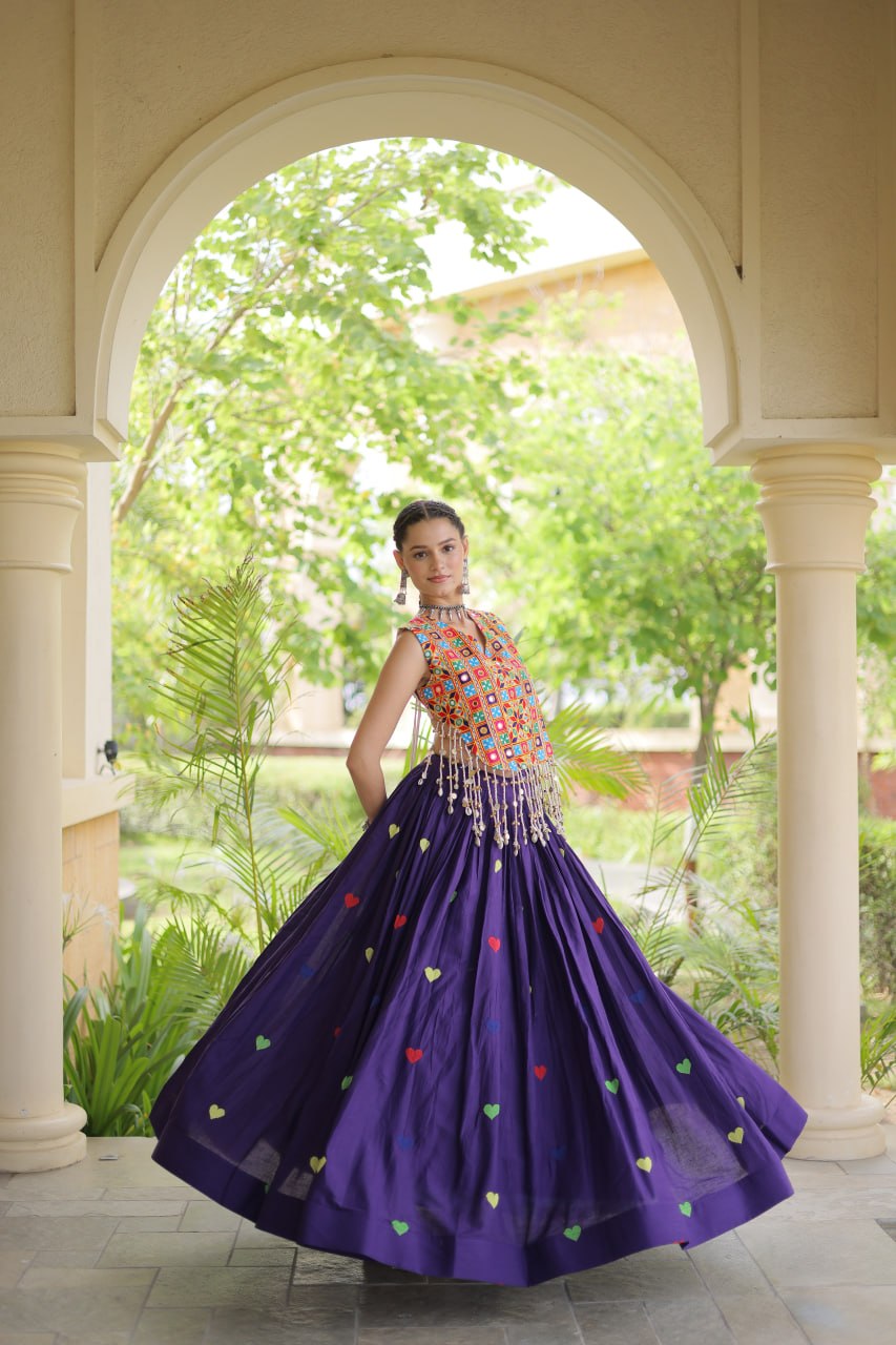RangBhoomi Navratri Festive Cora Cotton Lehenga Set with Embroidered Blouse