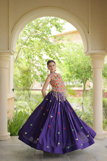 RangBhoomi Navratri Festive Cora Cotton Lehenga Set with Embroidered Blouse