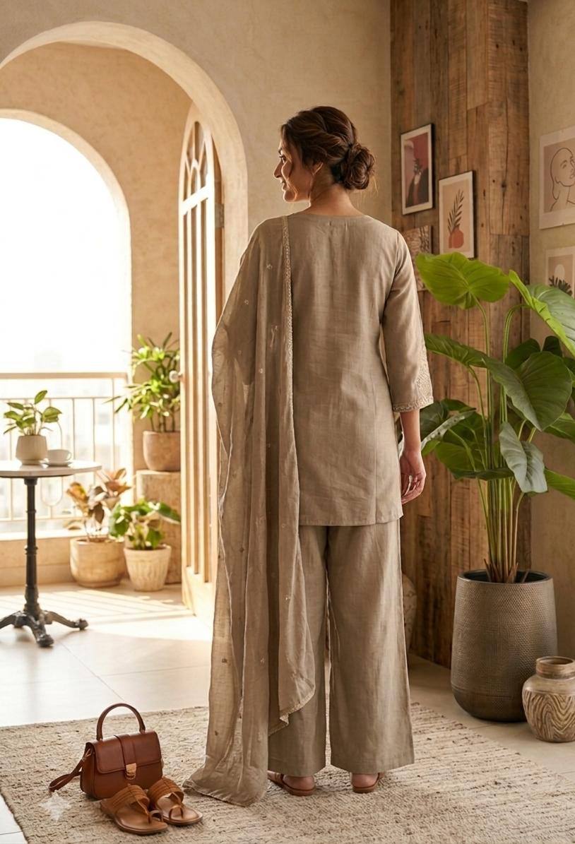 Designer Wear Festival Special Collection - Elegant Vichitra Embroidered Ensemble with Palazzo and Dupatta
