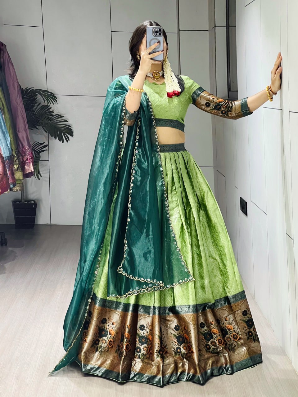 RangBhoomi New Arrival Silk Traditional Lehenga with Contrasting Dupatta