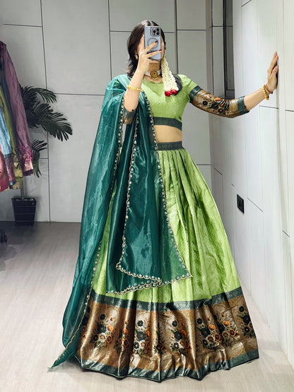 RangBhoomi New Arrival Silk Traditional Lehenga with Contrasting Dupatta