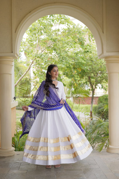 RangBhoomi Navratri Gown & Dupatta Collection 2026 – Full-Sleeve V-Neck Reyon Gown with Georgette Dupatta