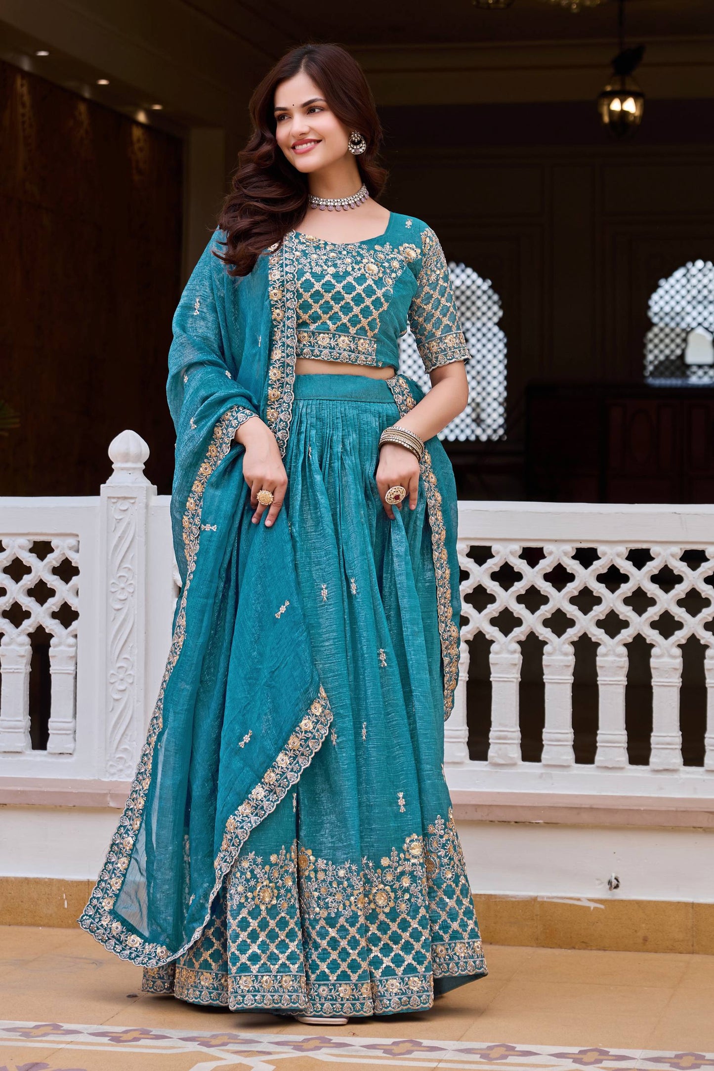RangBhoomi Real Modeling Wedding Lehenga Choli with Heavy Embroidery and Pure Crunchy Fabric