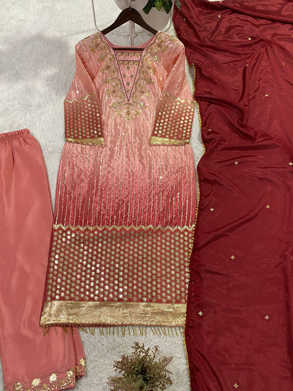Elegant Embroidered Top, Pant, and Dupatta Set Perfect for Party and Wedding Designer Wear
