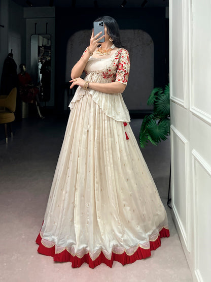 Elegant Chocolate Silk Co-ord Lehenga Set with Sequins and Thread Embroidery