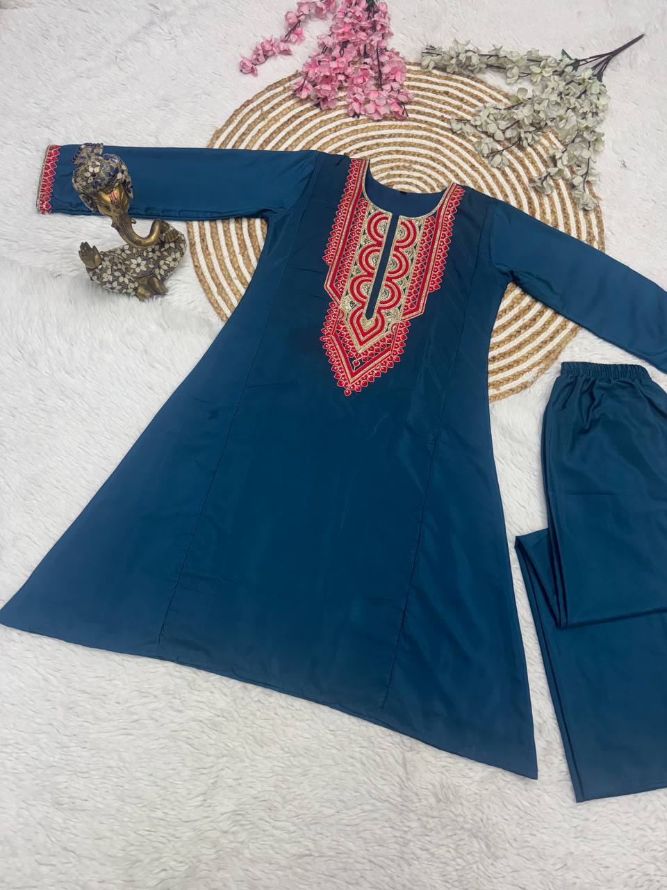 RangBhoomi Embroidered French Crepe Co-ords Set – Stylish Two-Color Pair (S–XXL)