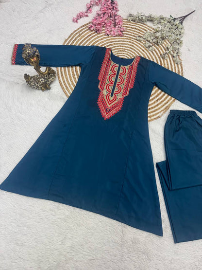 RangBhoomi Embroidered French Crepe Co-ords Set – Stylish Two-Color Pair (S–XXL)